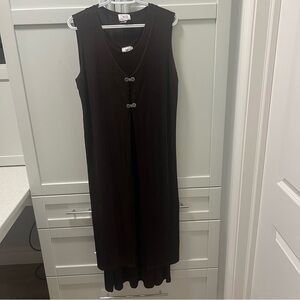 JOSTAR Two Piece Stretchy Brown Dress and OverDress Women's Size Medium